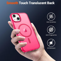 SUPFINE Magnetic for iPhone 15 Case (Compatible with MagSafe) (Military Grade Drop Protection) Slim Translucent Matte Shockproof with Anti - Fingerprint Phone Case,Hot Pink - 7DAY'S