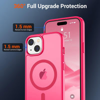 SUPFINE Magnetic for iPhone 15 Case (Compatible with MagSafe) (Military Grade Drop Protection) Slim Translucent Matte Shockproof with Anti - Fingerprint Phone Case,Hot Pink - 7DAY'S