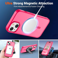 SUPFINE Magnetic for iPhone 15 Case (Compatible with MagSafe) (Military Grade Drop Protection) Slim Translucent Matte Shockproof with Anti - Fingerprint Phone Case,Hot Pink - 7DAY'S