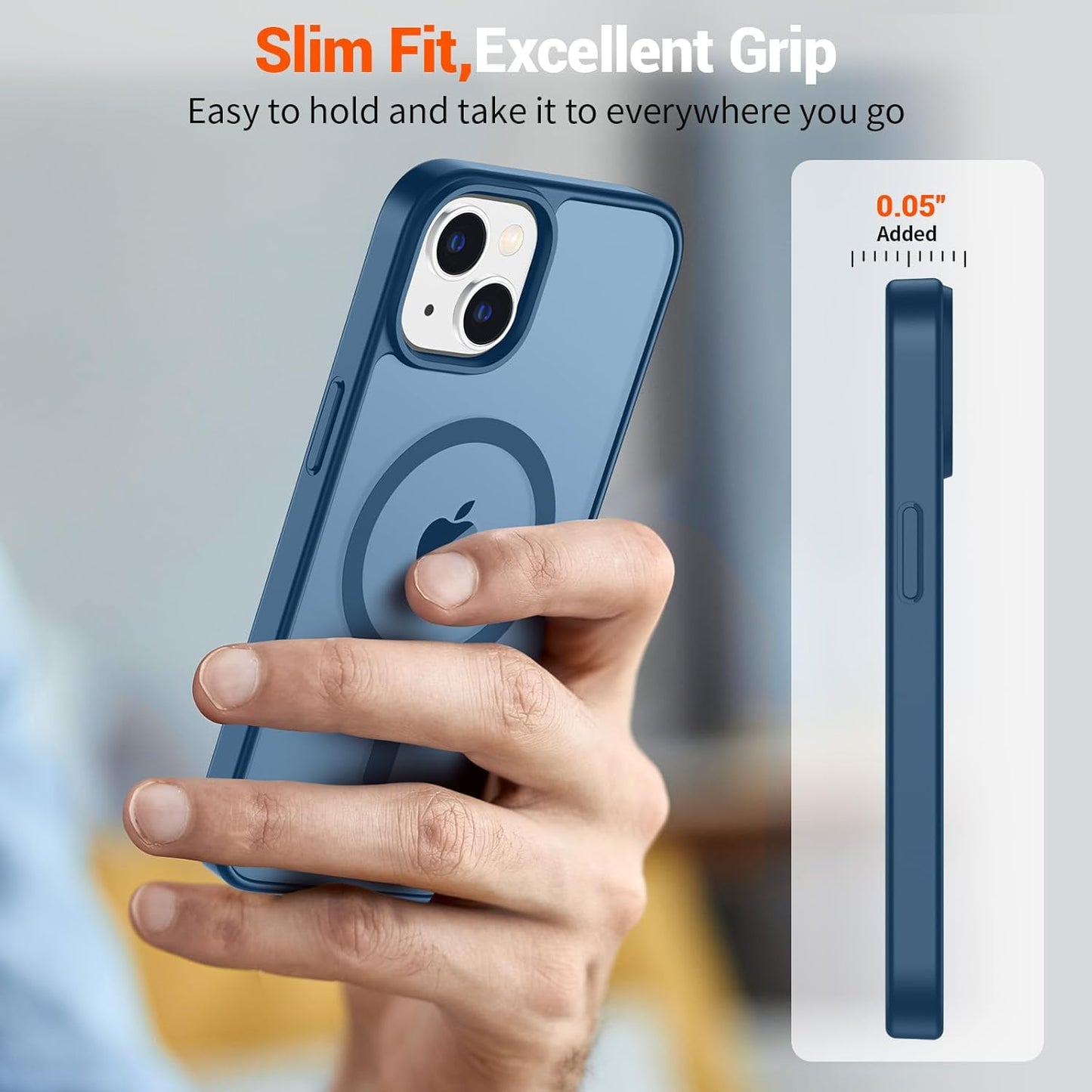 SUPFINE Magnetic for iPhone 15 Plus Case & iPhone 14 Plus Case(Compatible with MagSafe) (Military Grade Drop Protection) Slim Translucent Shockproof with Anti - Fingerprint Phone Case,Deep Blue - 7DAY'S