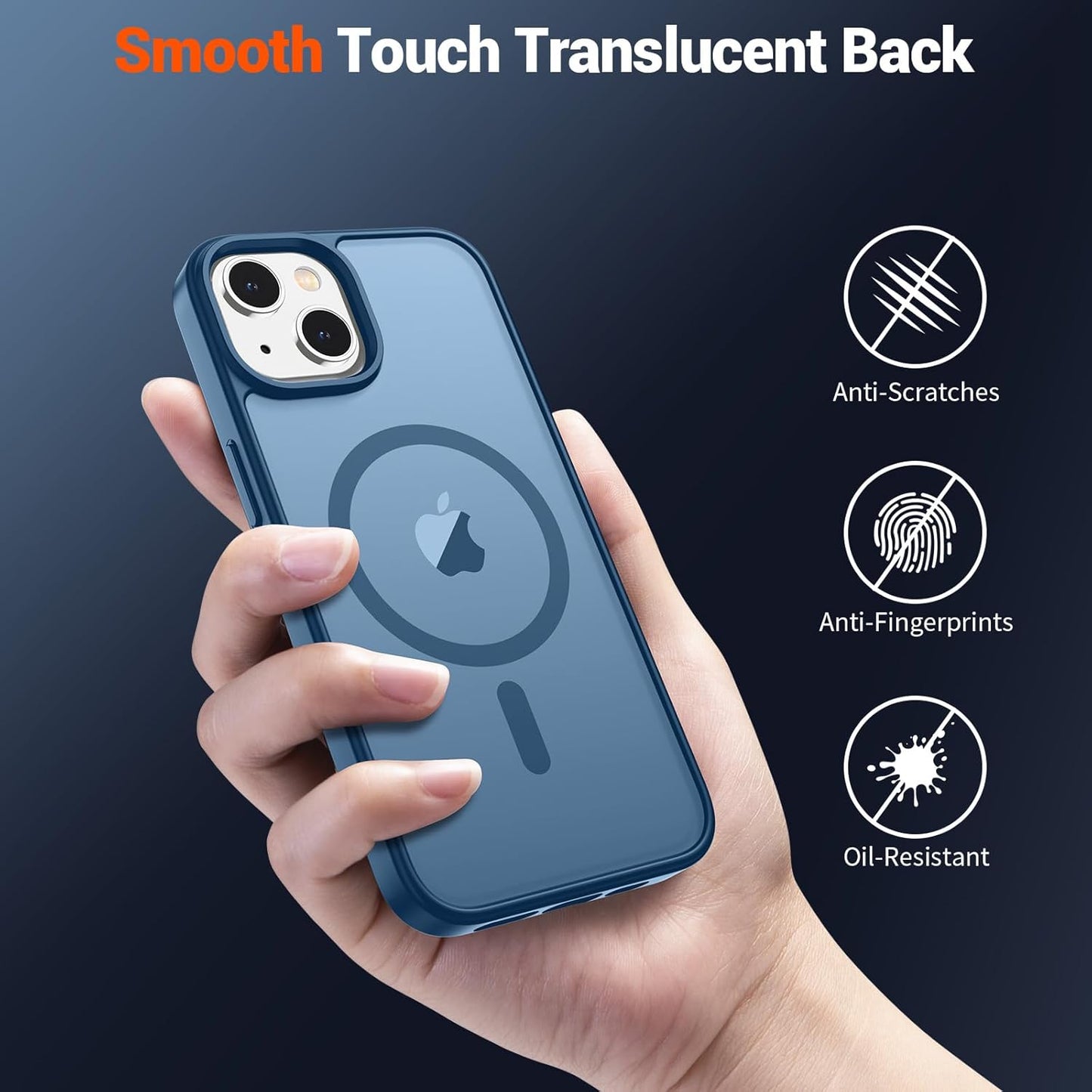 SUPFINE Magnetic for iPhone 15 Plus Case & iPhone 14 Plus Case(Compatible with MagSafe) (Military Grade Drop Protection) Slim Translucent Shockproof with Anti - Fingerprint Phone Case,Deep Blue - 7DAY'S