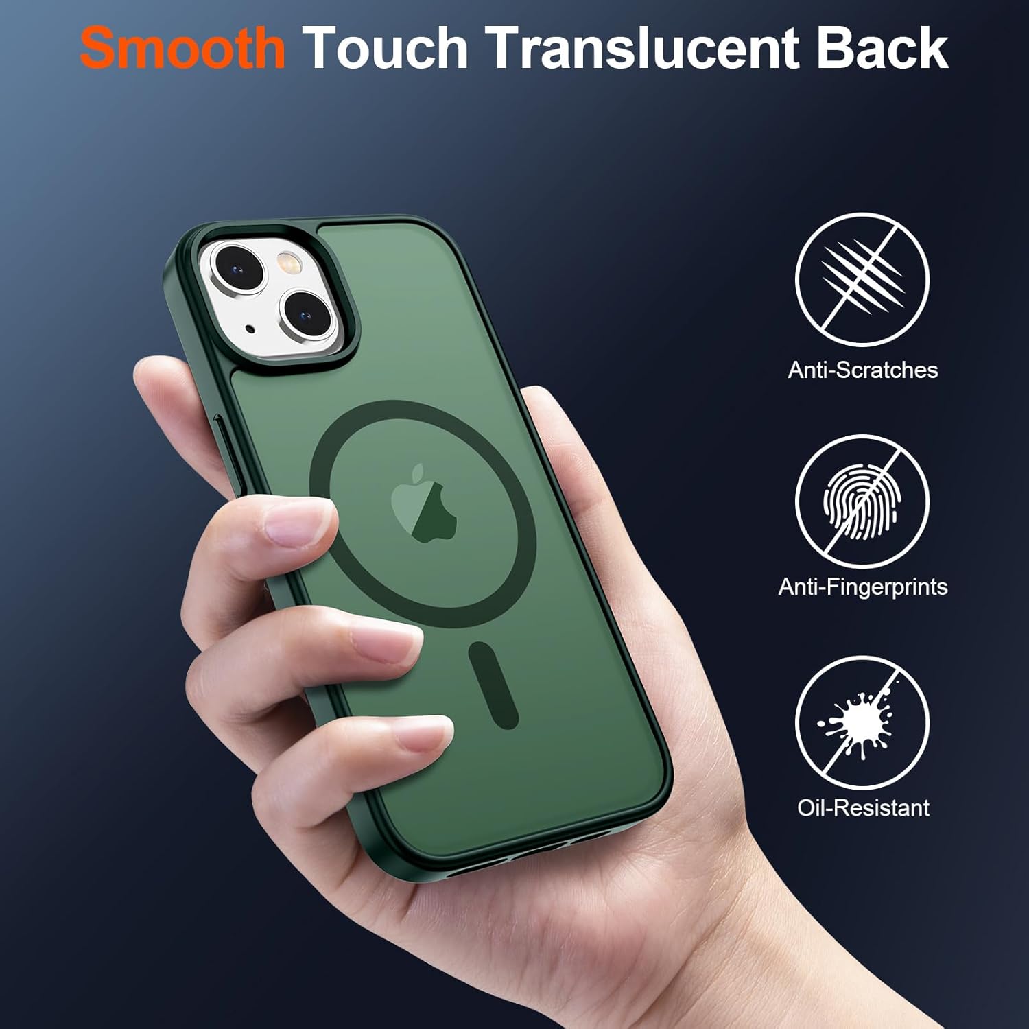 SUPFINE Magnetic for iPhone 15 Plus Case & iPhone 14 Plus Case(Compatible with MagSafe)(10 FT Military Grade Drop Protection) Slim Translucent Shockproof Phone Case,Forest Green - 7DAY'S