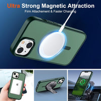 SUPFINE Magnetic for iPhone 15 Plus Case & iPhone 14 Plus Case(Compatible with MagSafe)(10 FT Military Grade Drop Protection) Slim Translucent Shockproof Phone Case,Forest Green - 7DAY'S