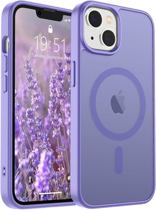 iPhone 15 Plus Case & iPhone 14 Plus Case(Compatible with MagSafe)(Military Grade Drop Protection) Slim Translucent Shockproof with Anti-Fingerprint Phone Case,Purple