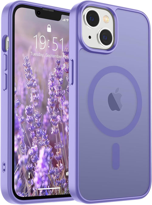 iPhone 15 Plus Case & iPhone 14 Plus Case(Compatible with MagSafe)(Military Grade Drop Protection) Slim Translucent Shockproof with Anti-Fingerprint Phone Case,Purple