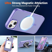 SUPFINE Magnetic for iPhone 15 Plus Case & iPhone 14 Plus Case(Compatible with MagSafe)(Military Grade Drop Protection) Slim Translucent Shockproof with Anti - Fingerprint Phone Case,Purple - 7DAY'S