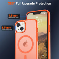 SUPFINE Magnetic for iPhone 15 Plus Case & iPhone 14 Plus Case(Compatible with MagSafe)(Military Grade Drop Protection) Slim Translucent Shockproof with Anti - Fingerprint Phone Case,Orange - 7DAY'S