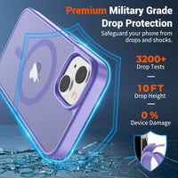 SUPFINE Magnetic for iPhone 15 Plus Case & iPhone 14 Plus Case(Compatible with MagSafe)(Military Grade Drop Protection) Slim Translucent Shockproof with Anti - Fingerprint Phone Case,Purple - 7DAY'S