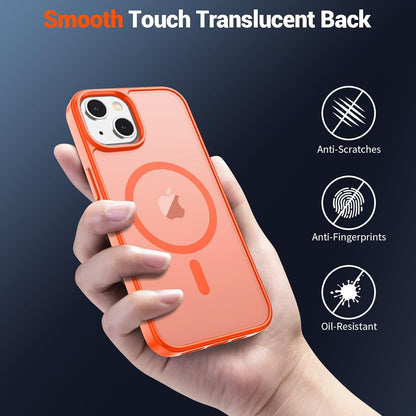 SUPFINE Magnetic for iPhone 15 Plus Case & iPhone 14 Plus Case(Compatible with MagSafe)(Military Grade Drop Protection) Slim Translucent Shockproof with Anti - Fingerprint Phone Case,Orange - 7DAY'S
