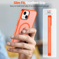 SUPFINE Magnetic for iPhone 15 Plus Case & iPhone 14 Plus Case(Compatible with MagSafe)(Military Grade Drop Protection) Slim Translucent Shockproof with Anti - Fingerprint Phone Case,Orange - 7DAY'S