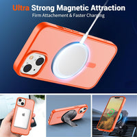 SUPFINE Magnetic for iPhone 15 Plus Case & iPhone 14 Plus Case(Compatible with MagSafe)(Military Grade Drop Protection) Slim Translucent Shockproof with Anti - Fingerprint Phone Case,Orange - 7DAY'S