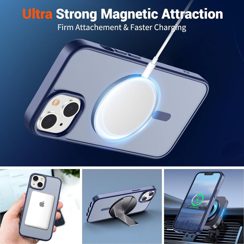 SUPFINE Magnetic for iPhone 15 Plus Case & iPhone 14 Plus Case(Compatible with MagSafe)(Military Grade Drop Protection) Slim Translucent with Anti - Fingerprint Phone Case,Lavender Gray - 7DAY'S
