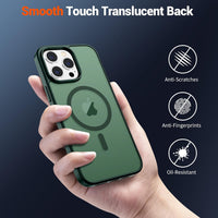 SUPFINE Magnetic for iPhone 15 Pro Case (Compatible with MagSafe) (Military Grade Drop Protection) Slim Translucent Matte Shockproof with Anti - Fingerprint Phone Case,Forest Green - 7DAY'S