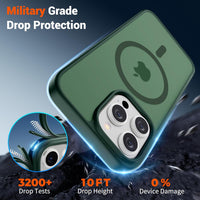 SUPFINE Magnetic for iPhone 15 Pro Case (Compatible with MagSafe) (Military Grade Drop Protection) Slim Translucent Matte Shockproof with Anti - Fingerprint Phone Case,Forest Green - 7DAY'S