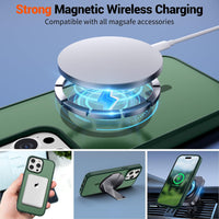 SUPFINE Magnetic for iPhone 15 Pro Case (Compatible with MagSafe) (Military Grade Drop Protection) Slim Translucent Matte Shockproof with Anti - Fingerprint Phone Case,Forest Green - 7DAY'S