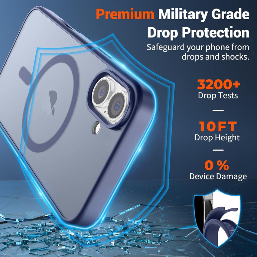 SUPFINE Magnetic for iPhone 16 Plus Case(Compatible with MagSafe) (Military Grade Drop Protection) Slim Translucent Matte Shockproof with Anti - Fingerprint Phone Case,Lavender Gray - 7DAY'S