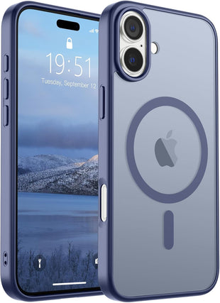 iPhone 16 Plus Case(Compatible with MagSafe) (Military Grade Drop Protection) Slim Translucent Matte Shockproof with Anti-Fingerprint Phone Case,Lavender Gray
