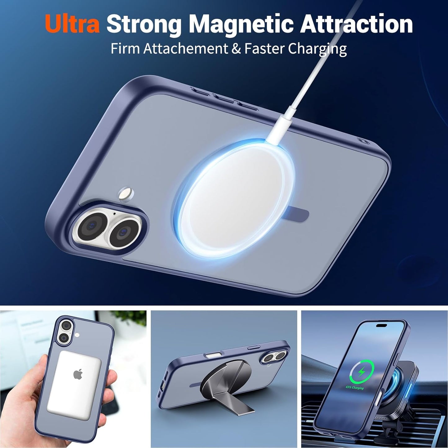 SUPFINE Magnetic for iPhone 16 Plus Case(Compatible with MagSafe) (Military Grade Drop Protection) Slim Translucent Matte Shockproof with Anti - Fingerprint Phone Case,Lavender Gray - 7DAY'S