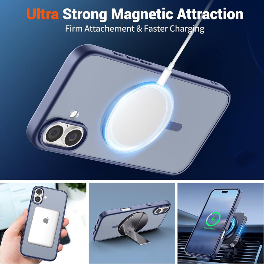 SUPFINE Magnetic for iPhone 16 Plus Case(Compatible with MagSafe) (Military Grade Drop Protection) Slim Translucent Matte Shockproof with Anti - Fingerprint Phone Case,Lavender Gray - 7DAY'S