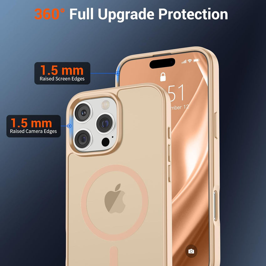 SUPFINE Magnetic for iPhone 16 Pro Case (Compatible with MagSafe) (Military Grade Drop Protection) Slim Translucent Matte Shockproof with Anti - Fingerprint Phone Case,Sand Pink - 7DAY'S