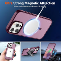 SUPFINE Magnetic for iPhone 16 Pro Case (Compatible with MagSafe) (Military Grade Drop Protection) Slim Translucent Matte Shockproof with Anti - Fingerprint Phone Case,Wine Red - 7DAY'S