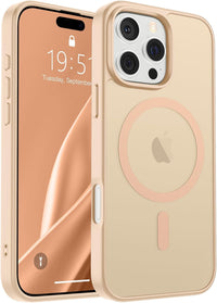 SUPFINE Magnetic for iPhone 16 Pro Case (Compatible with MagSafe) (Military Grade Drop Protection) Slim Translucent Matte Shockproof with Anti - Fingerprint Phone Case,Sand Pink - 7DAY'S