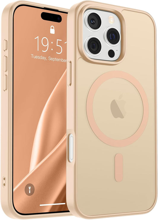 SUPFINE Magnetic for iPhone 16 Pro Case (Compatible with MagSafe) (Military Grade Drop Protection) Slim Translucent Matte Shockproof with Anti - Fingerprint Phone Case,Sand Pink - 7DAY'S
