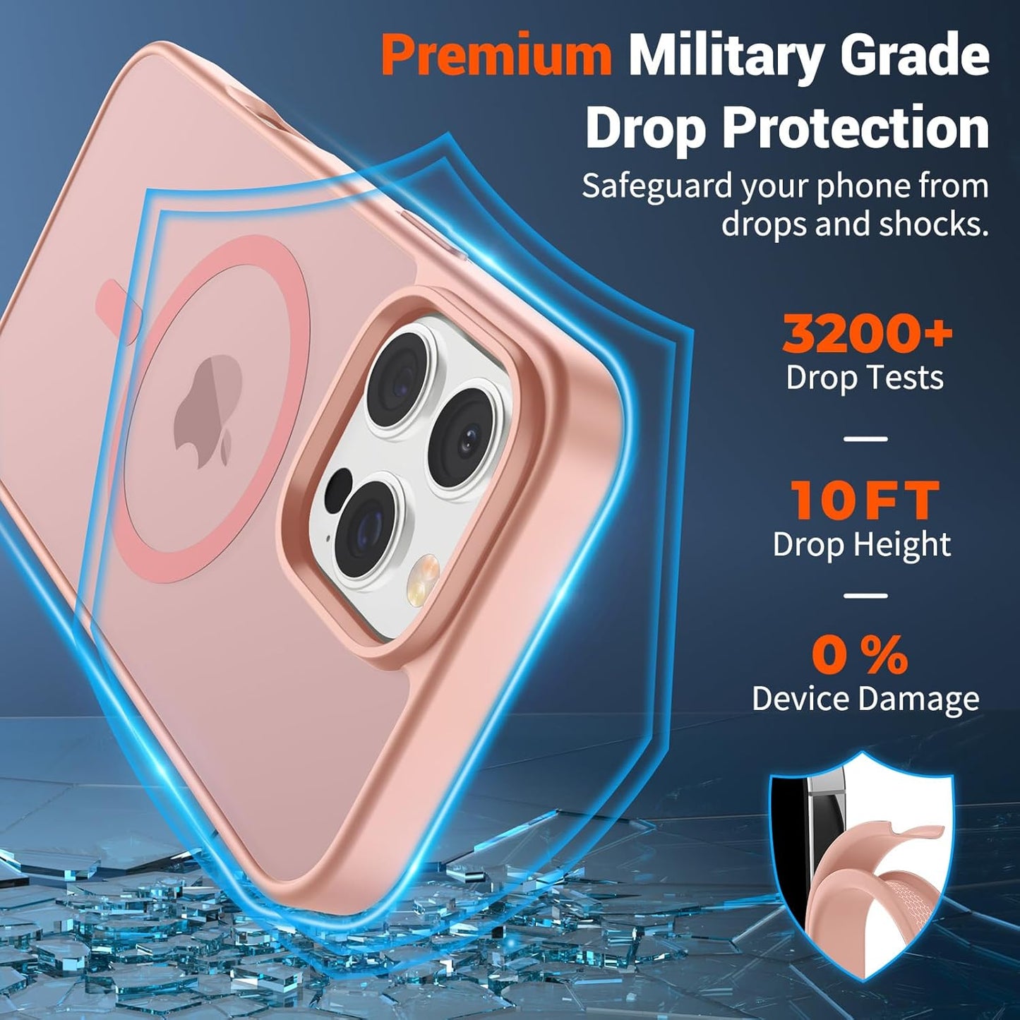 SUPFINE Magnetic for iPhone 16 Pro Case (Compatible with MagSafe) (Military Grade Drop Protection) Slim Translucent Matte Shockproof with Anti - Fingerprint Phone Case,Pink - 7DAY'S