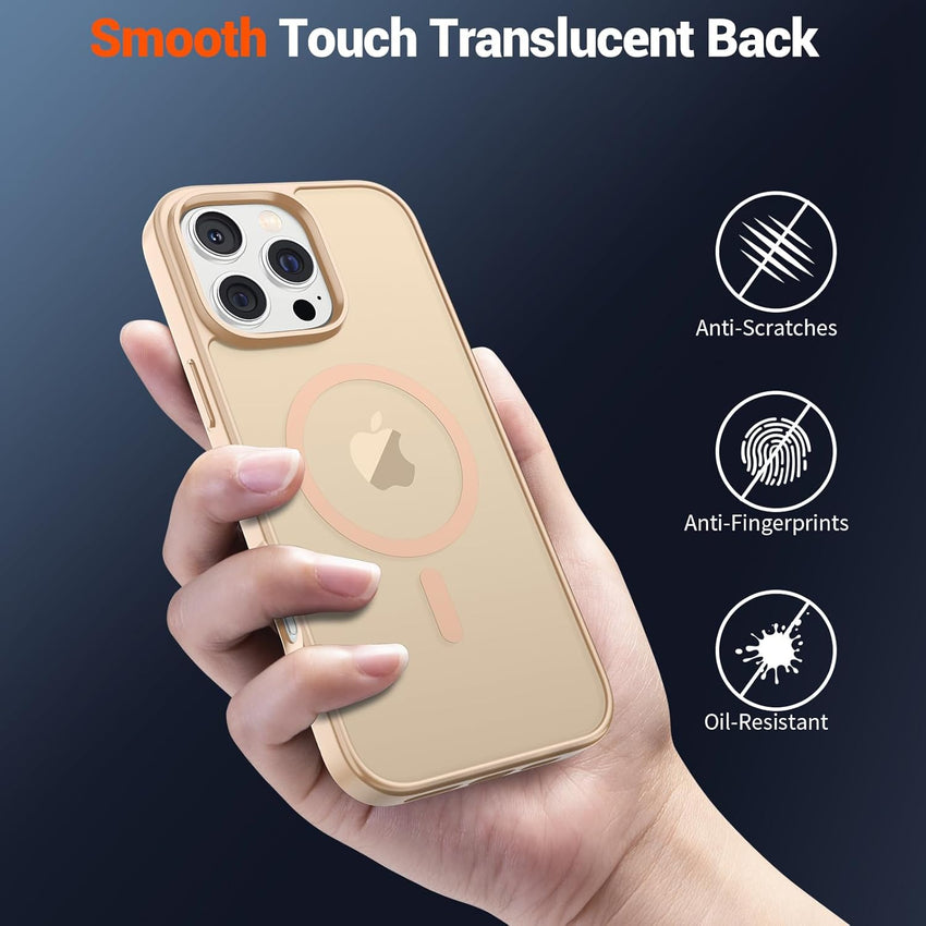 SUPFINE Magnetic for iPhone 16 Pro Case (Compatible with MagSafe) (Military Grade Drop Protection) Slim Translucent Matte Shockproof with Anti - Fingerprint Phone Case,Sand Pink - 7DAY'S