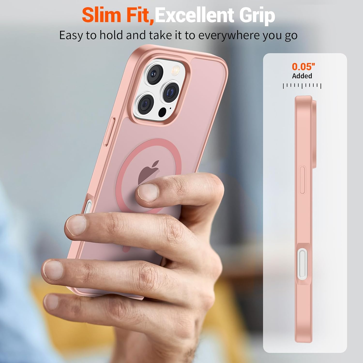 SUPFINE Magnetic for iPhone 16 Pro Case (Compatible with MagSafe) (Military Grade Drop Protection) Slim Translucent Matte Shockproof with Anti - Fingerprint Phone Case,Pink - 7DAY'S