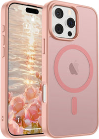 SUPFINE Magnetic for iPhone 16 Pro Case (Compatible with MagSafe) (Military Grade Drop Protection) Slim Translucent Matte Shockproof with Anti - Fingerprint Phone Case,Pink - 7DAY'S