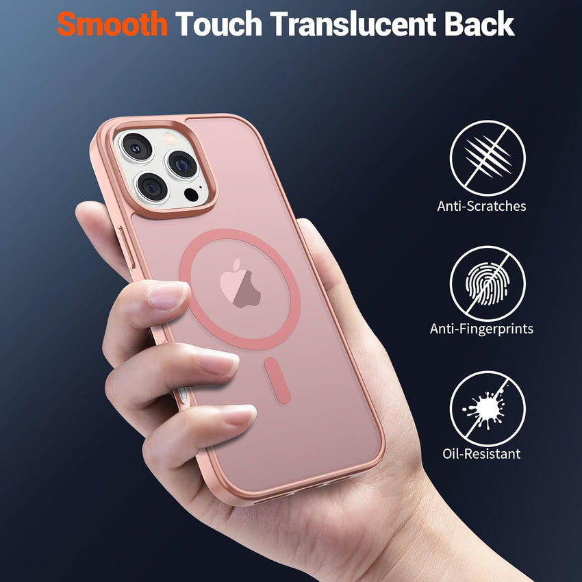 SUPFINE Magnetic for iPhone 16 Pro Case (Compatible with MagSafe) (Military Grade Drop Protection) Slim Translucent Matte Shockproof with Anti - Fingerprint Phone Case,Pink - 7DAY'S