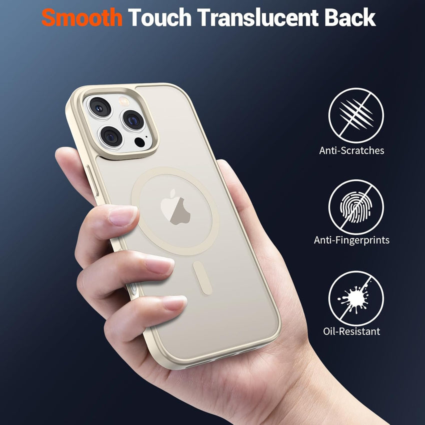 SUPFINE Magnetic for iPhone 16 Pro Case (Compatible with MagSafe) (Military Grade Drop Protection) Slim Translucent Matte Shockproof with Anti - Fingerprint Phone Case,Antique White - 7DAY'S