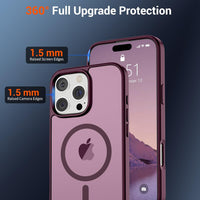 SUPFINE Magnetic for iPhone 16 Pro Case (Compatible with MagSafe) (Military Grade Drop Protection) Slim Translucent Matte Shockproof with Anti - Fingerprint Phone Case,Wine Red - 7DAY'S