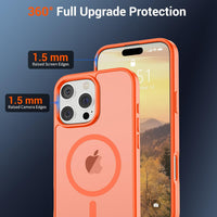 SUPFINE Magnetic for iPhone 16 Pro Max Case (Compatible with MagSafe) (Military Grade Drop Protection) Slim Translucent Matte Shockproof with Anti - Fingerprint Phone Case,Orange - 7DAY'S