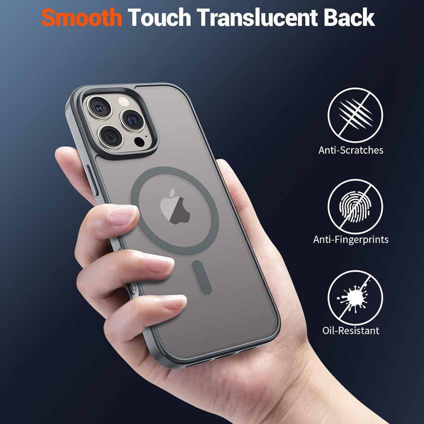 SUPFINE Magnetic for iPhone 16 Pro Max Case (Compatible with MagSafe) (Military Grade Drop Protection) Slim Translucent Matte Shockproof with Anti - Fingerprint Phone Case,Gray - 7DAY'S