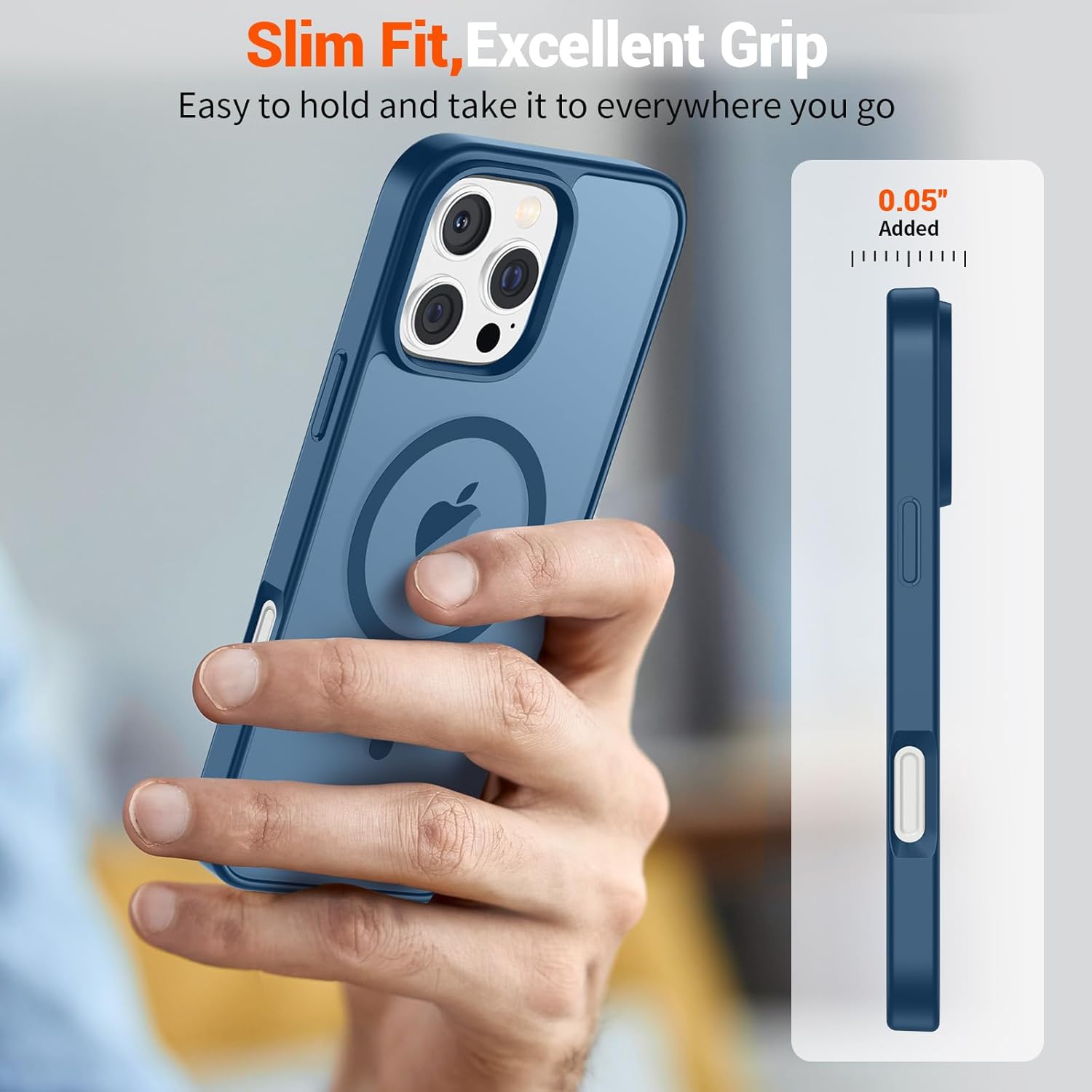SUPFINE Magnetic for iPhone 16 Pro Max Case (Compatible with MagSafe) (Military Grade Drop Protection) Slim Translucent Matte Shockproof with Anti - Fingerprint Phone Case, Deep Blue - 7DAY'S