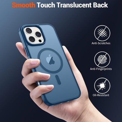 SUPFINE Magnetic for iPhone 16 Pro Max Case (Compatible with MagSafe) (Military Grade Drop Protection) Slim Translucent Matte Shockproof with Anti - Fingerprint Phone Case, Deep Blue - 7DAY'S