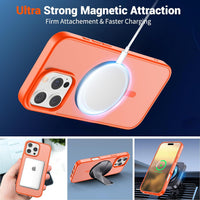 SUPFINE Magnetic for iPhone 16 Pro Max Case (Compatible with MagSafe) (Military Grade Drop Protection) Slim Translucent Matte Shockproof with Anti - Fingerprint Phone Case,Orange - 7DAY'S