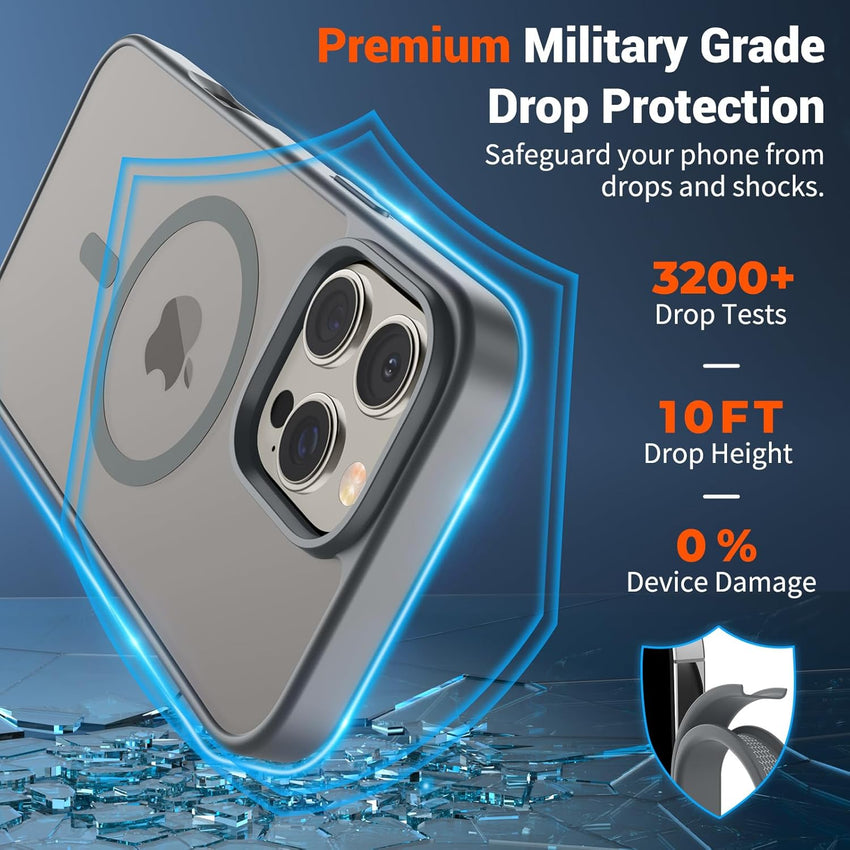 SUPFINE Magnetic for iPhone 16 Pro Max Case (Compatible with MagSafe) (Military Grade Drop Protection) Slim Translucent Matte Shockproof with Anti - Fingerprint Phone Case,Gray - 7DAY'S