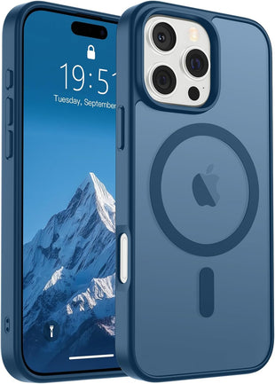 SUPFINE Magnetic for iPhone 16 Pro Max Case (Compatible with MagSafe) (Military Grade Drop Protection) Slim Translucent Matte Shockproof with Anti-Fingerprint Phone Case, Deep Blue