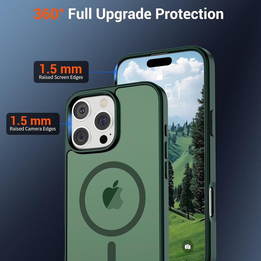 SUPFINE Magnetic for iPhone 16 Pro Max Case (Compatible with MagSafe) (Military Grade Drop Protection) Slim Translucent Matte Shockproof with Anti - Fingerprint Phone Case,Forest Green - 7DAY'S