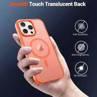 SUPFINE Magnetic for iPhone 16 Pro Max Case (Compatible with MagSafe) (Military Grade Drop Protection) Slim Translucent Matte Shockproof with Anti - Fingerprint Phone Case,Orange - 7DAY'S