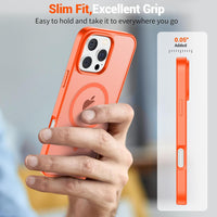 SUPFINE Magnetic for iPhone 16 Pro Max Case (Compatible with MagSafe) (Military Grade Drop Protection) Slim Translucent Matte Shockproof with Anti - Fingerprint Phone Case,Orange - 7DAY'S