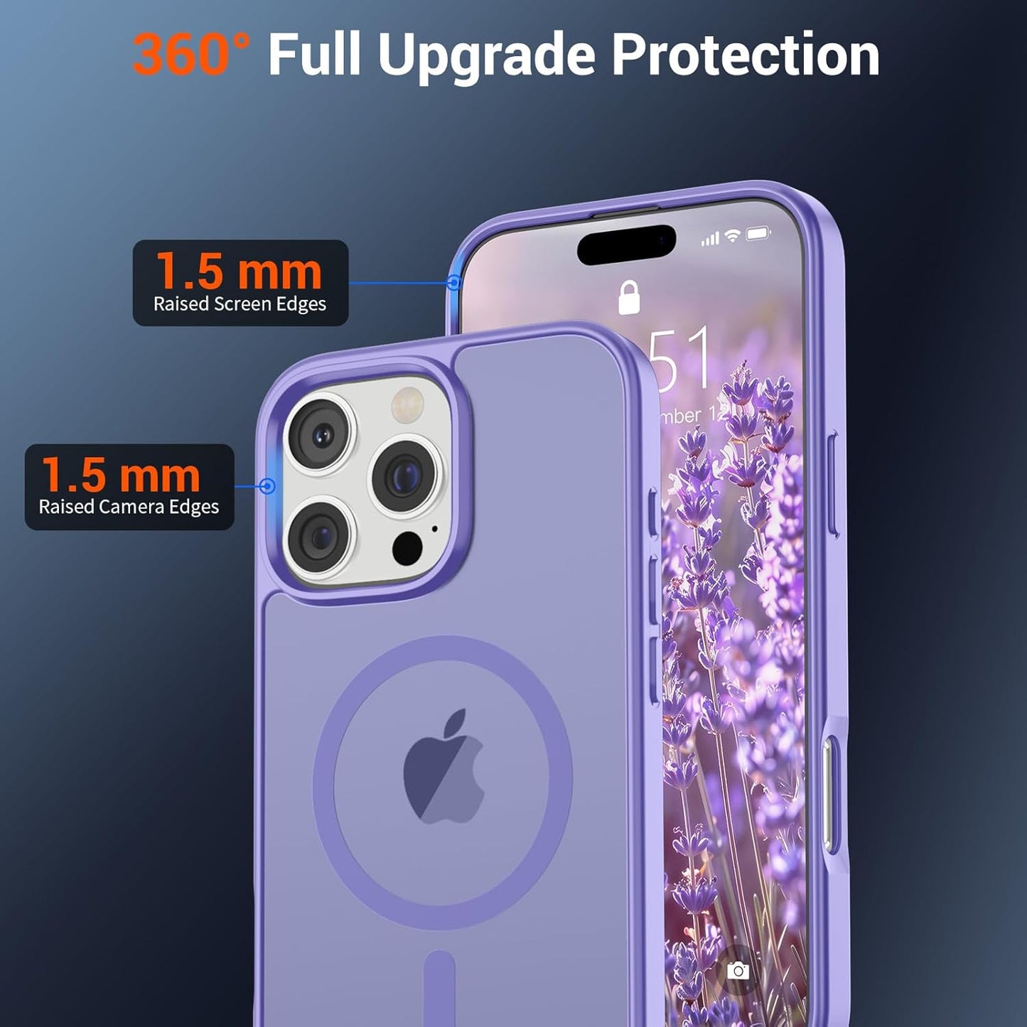 SUPFINE Magnetic for iPhone 16 Pro Max Case (Compatible with MagSafe) (Military Grade Drop Protection) Slim Translucent Matte Shockproof with Anti - Fingerprint Phone Case,Purple - 7DAY'S