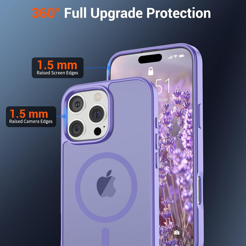 SUPFINE Magnetic for iPhone 16 Pro Max Case (Compatible with MagSafe) (Military Grade Drop Protection) Slim Translucent Matte Shockproof with Anti - Fingerprint Phone Case,Purple - 7DAY'S