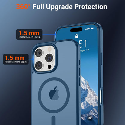 SUPFINE Magnetic for iPhone 16 Pro Max Case (Compatible with MagSafe) (Military Grade Drop Protection) Slim Translucent Matte Shockproof with Anti - Fingerprint Phone Case, Deep Blue - 7DAY'S