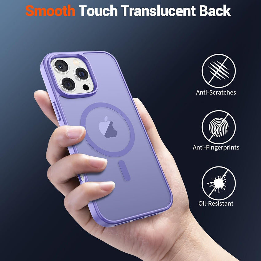 SUPFINE Magnetic for iPhone 16 Pro Max Case (Compatible with MagSafe) (Military Grade Drop Protection) Slim Translucent Matte Shockproof with Anti - Fingerprint Phone Case,Purple - 7DAY'S