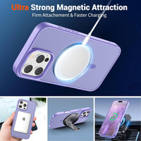 SUPFINE Magnetic for iPhone 16 Pro Max Case (Compatible with MagSafe) (Military Grade Drop Protection) Slim Translucent Matte Shockproof with Anti - Fingerprint Phone Case,Purple - 7DAY'S