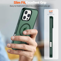SUPFINE Magnetic for iPhone 16 Pro Max Case (Compatible with MagSafe) (Military Grade Drop Protection) Slim Translucent Matte Shockproof with Anti - Fingerprint Phone Case,Forest Green - 7DAY'S